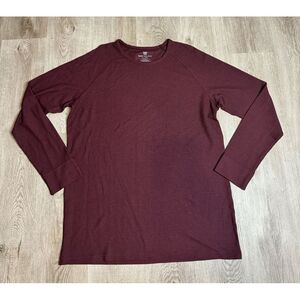 Mack Weldon Long Sleeve Thermal Waffle Knit Shirt Mens 2XL Wool Blend Burgundy